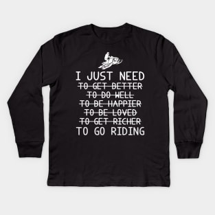 Racing to Riches: Snowmobile, Betterment, Happiness, Love, and Success! Kids Long Sleeve T-Shirt